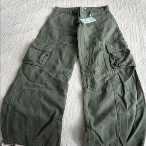 REVICE Olive Wide Leg Cargo Pants